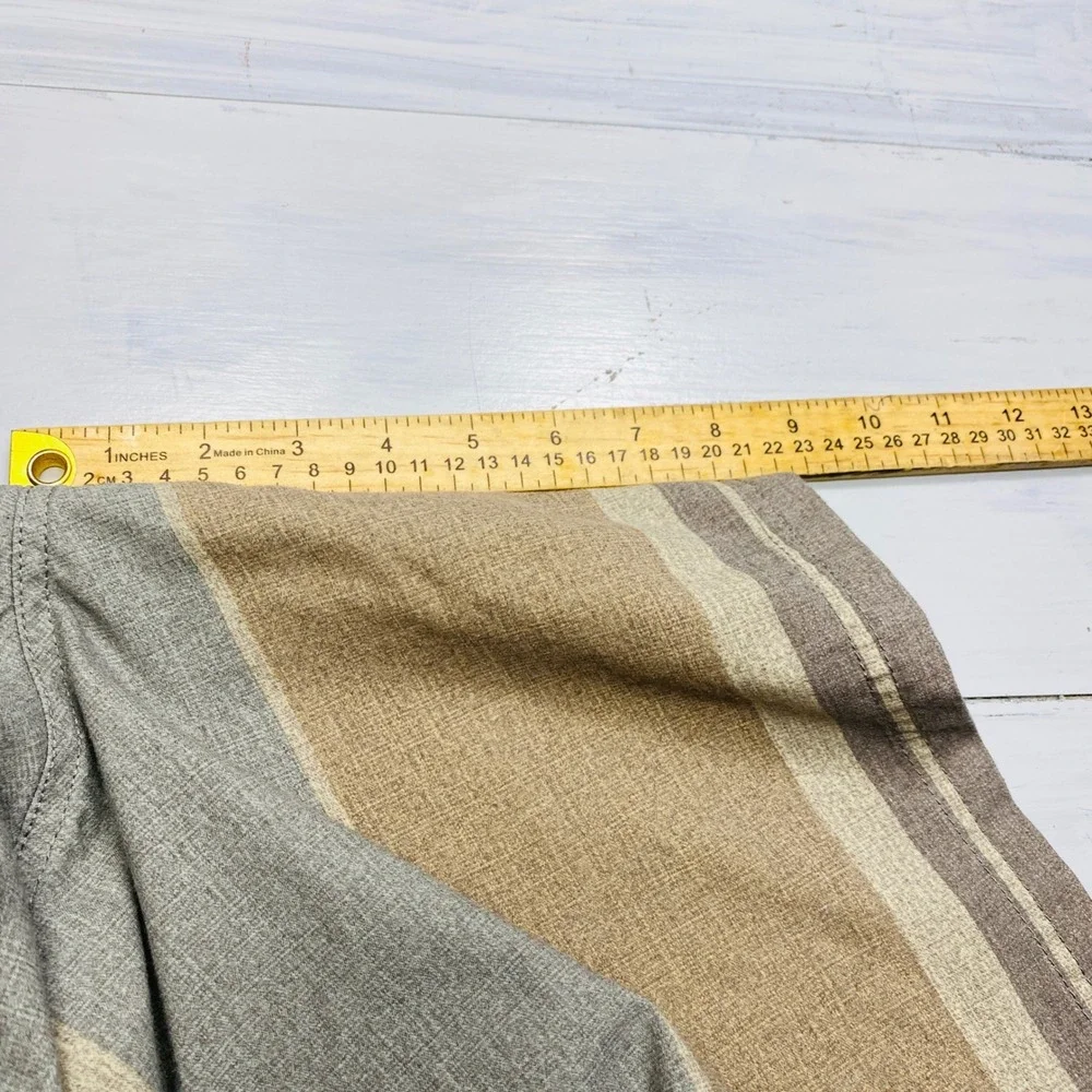 Katin Board Shorts Mens 32 Brown Tan Striped Surf Swim Trunks Pockets Beachwear